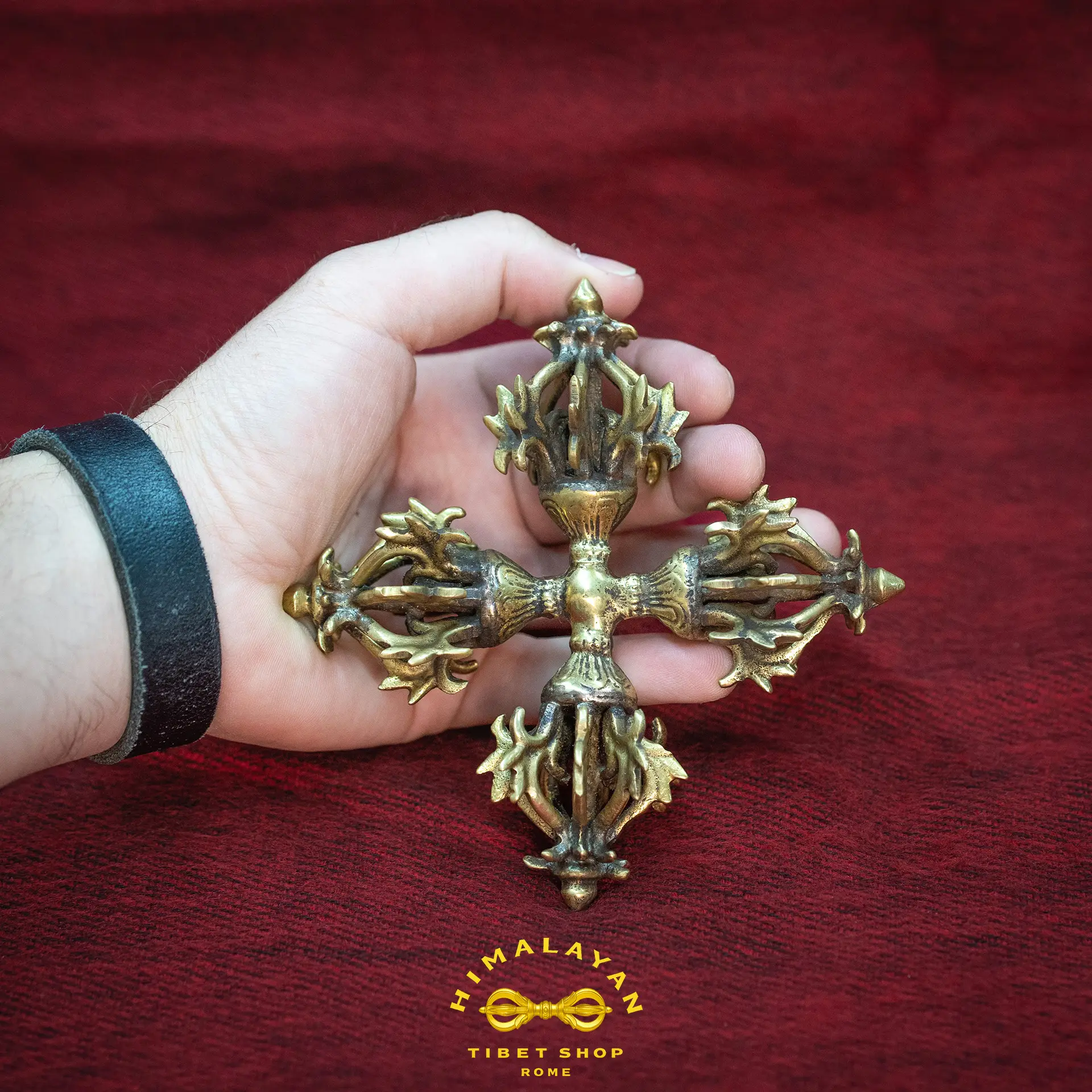 Doppio Vajra in Ottone 9 raggi - immagine 2